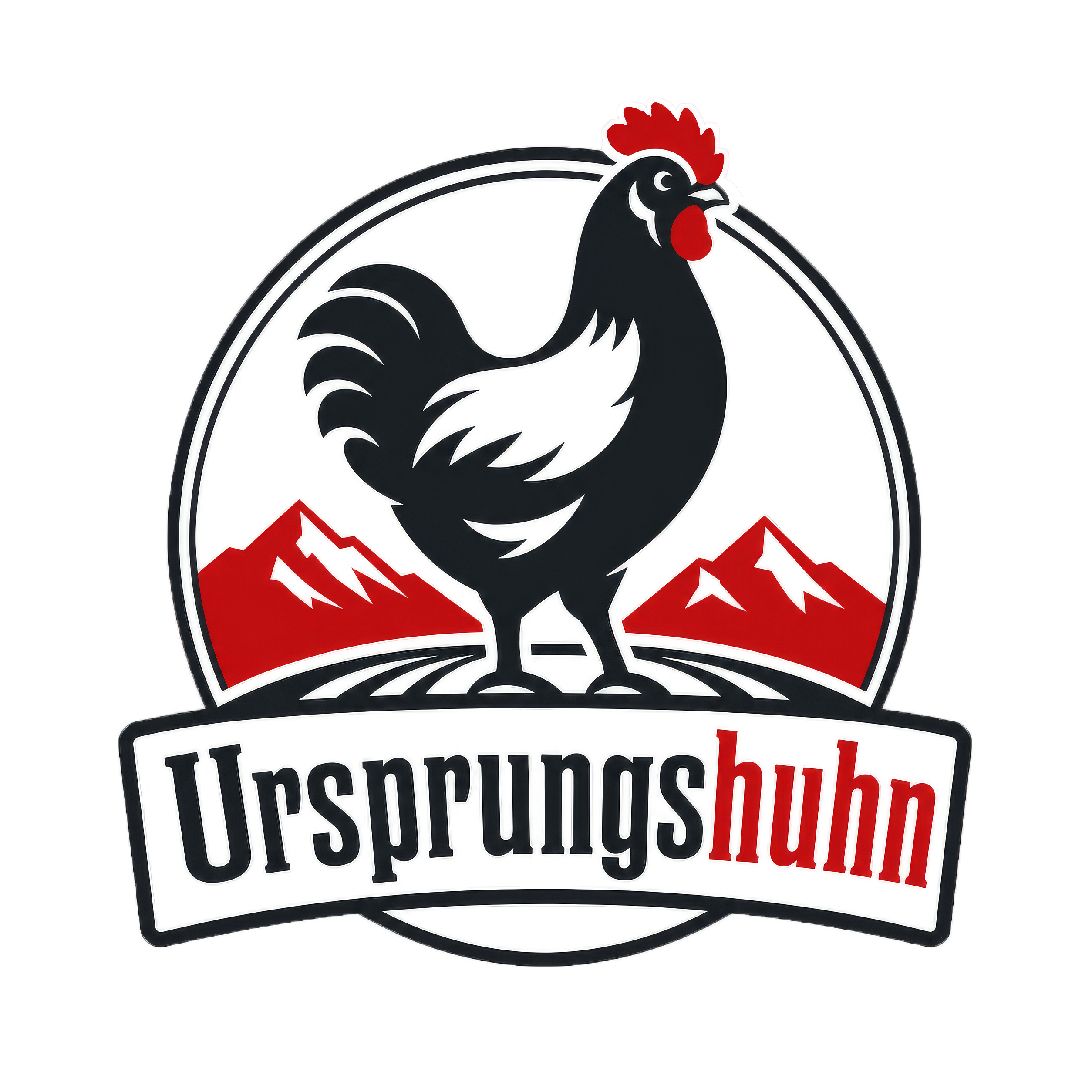Ursprungshuhn Logo – traditionelle Schweizer Geflügelmarke mit Fokus auf regionale Herkunft und Qualität